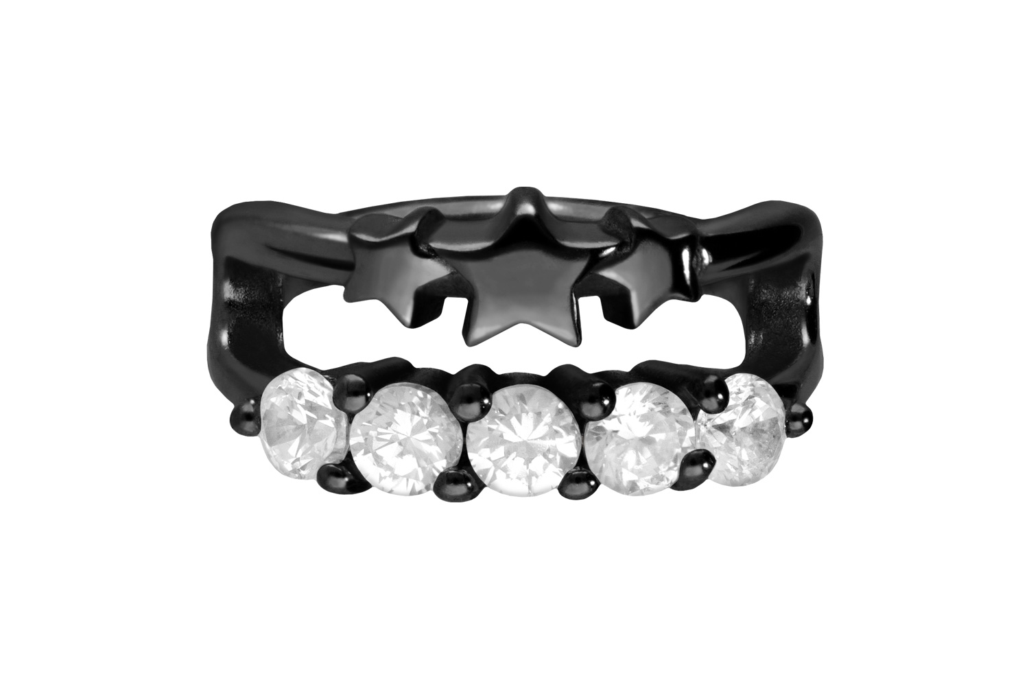 Chirurgenstahl Segmentring Clicker Piercing DOPPELRING + STERNE + KRISTALLE ++SALE++